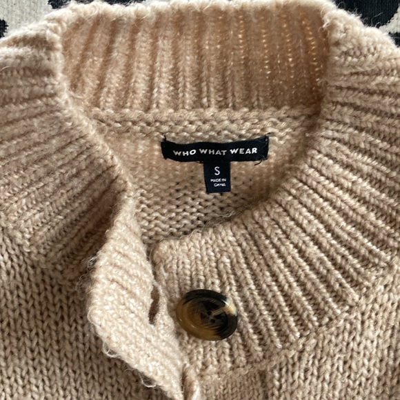 Vintage Style Chunky Knit Wool Blend Short Cardigan Balloon Puffed Sleeve Size S - Picture 7 of 14